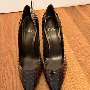Stuart Weitzman Dark Snakeskin Heels